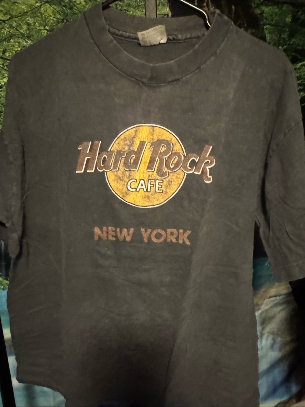 Vintage Hard Rock Cafe New York Logo Tee - Black with Yellow Print